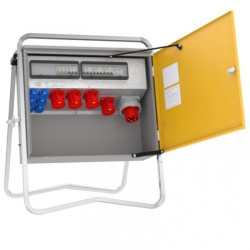 Rozdzielnica budowlana elBOX-M W63-004006 IP44 wtyk CEE 63A-5P gn: 6xGK 230V 16A 4xCEE 32A 1xRCCB 6kA 77451012