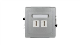 Deco Gniazdo Podwójne 2Xusb-Aa 3.0 Srebrny Metalik 7Dgusb-6