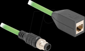 60570 M12 cable, A-coded, 8 pin, plug / RJ45 socket, 0.5 m