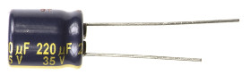 Kondensator 220μF 35V dc Radialny, Otwór przelotowy Panasonic roztaw: 5mm 10 (Dia.) x 12.5mm