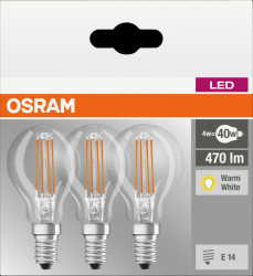 4058075819337 LED bulb BASE E14, 4,5 W, 470 lm, 2700 K, filament, 3 pcs.