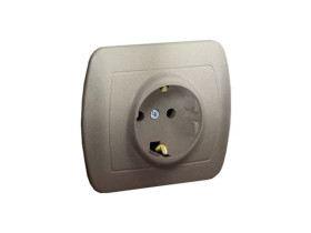 AKORD Gniazdo pojedyncze z uziemieniem schuko satyna metalik AGSz1e/29 KONTAKT SIMON