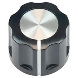 Pokrętło potencjometru oś: 1/4cal średnica: 16mm Zacisk śrubowy Czarny Vishay