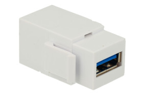 Adapter gniazdo / gniazdo; Keystone; 2963-2; USB typ A 3.0; na panel; zatrzaskowe; proste; biały; RoHS