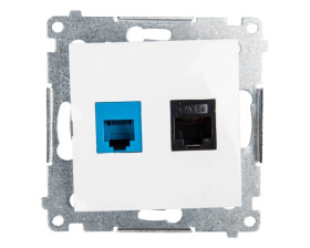 Simon 54 Gniazdo teleinformatyczne RJ45 kat.5e + RJ12 białe D5T.01/11