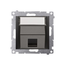 Simon 54 Pokrywa gniazd teleinf. na Keystone skośna pojed. z polem opis (moduł) montaż na łapki i wkręty czarny mat DKP1S.01/49