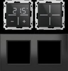 161574A0 + 161170A0 + 162149A1 Set 1x Glastaster + Thermostat CO2 + Rahmen, 2-fach, schwarz
