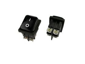 Włącznik kołyskowy KCD4S-B 16A 250V podwójny on-off czarny hermetyczny IP65