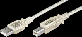 68606 USB 2.0 Hi-Speed cable, A-connector &gt; B-connector 1 m transparen