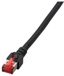 Patch cable, RJ45 plug, straight to RJ45 plug, straight, Cat 6, S/FTP, LSZH, 0.25 m, black, K5515.0,25