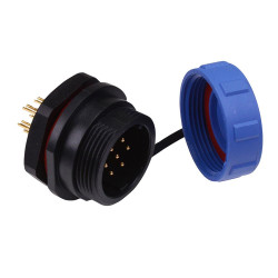 7 Pin Waterproof W17 Male Socket Panel Mount Connector IP68 5A