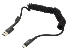 Kabel spiralny USB 2.0 USB A wtyk - USB C wtyk 1m czarny 2A CATSR-01