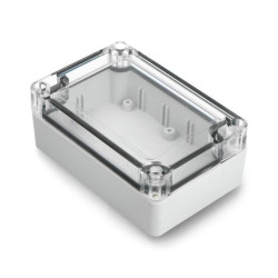 Obudowa plastikowa Kradex Z128JpS TM ABS-PC z uszczelką zalewaną mosiężnymi tulejkami IP65 - 105x70x40mm jasnoszara-przezr.