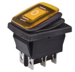 Przełącznik duży potrójny KCD5-DC 12V żółty