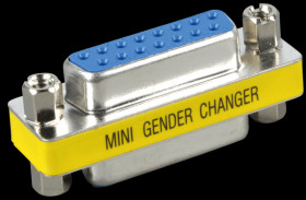 Gender changer, adapter, 2x 15-pin. D-Sub BU