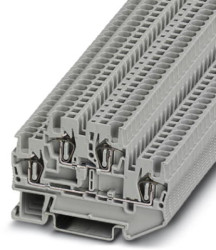 Double-level spring-cage terminal, spring balancer connection, 0.08-1.5 mm², 4 pole, 17.5 A, 6 kV, gray, 3031157