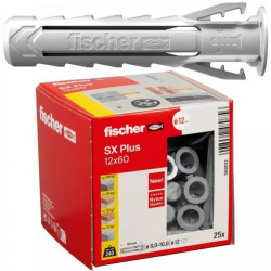 Kołki rozporowe uniwersalne SX Plus 12x60mm do wszystkich pełnych materiałów FISCHER 25szt