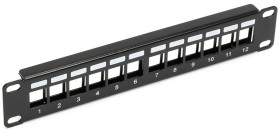 Patch panel pusty RACK 10 1U na 12 modułów keystone czarny