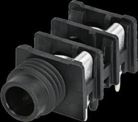 6.35 mm jack panel socket, 2 pole (mono), PCB connection, PA, NRJ4HH-1