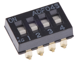 Przełącznik DIP 4-pozycyjny 4PST SMD 100 mA przy 24 V DC -30 → +85°C