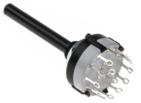 Przełącznik obrotowy, DPST, 150 mA przy 250 V AC, 250 V dc, 250V ac, 6-położeniowy, Lorlin