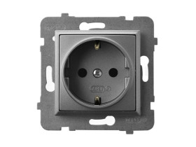 ARIA Gniazdo pojedyncze z uziemieniem schuko szary mat GP-1US/m/70 OSPEL