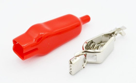 Krokodylek do akumulatora 20A; czerwony