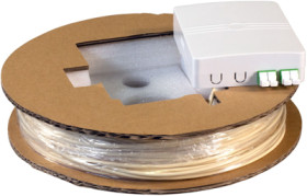 Pre-assembled fiber optic in-house connection box, G657.A2 singlemode, 2 x LC/APC duplex, (W x H x D) 100 x 80 x 22 mm, white, 5