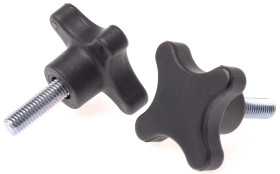 Pokrętło mocujące M8 długość gwintu: 25mm średnica pokrętła 50mm średnica gwintu: 8mm Z czterema ramionami Kołek