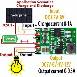 MODUŁ ŁADOWANIA AKUMULATORA Z PRZETWORNICĄ 4,5V-8V--->12V 0,5A (BMS-70112)