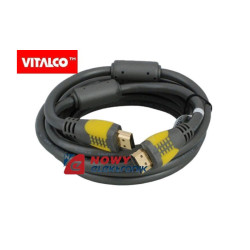 Kabel HDMI 5m złote s/ż szaro/żółte