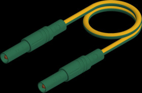 Measuring lead with (4 mm plug, spring-loaded, straight) to (4 mm plug, spring-loaded, straight), 0.5 m, green/yellow, PVC, 2.5