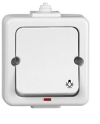 JANTAR Przycisk zwierny /światło/ podświetlany n/t IP44 biały /przykręcany klawisz/ WNT-6J/S