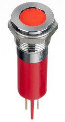Lampka kontrolna do montażu panelowego 24V dc, czerwona 14mm LED Chrom Faston, oczko lutownicze RS PRO