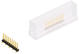 Pin header, 9 pole, pitch 2 mm, angled, black, 10063387