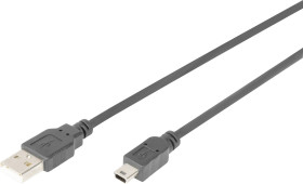 Digitus Kabel USB USB 2.0 Złącze męskie USB-A, Złącze męskie USB Mini-B 1.00 m czarny z funkcją OTG AK-300108-010-S