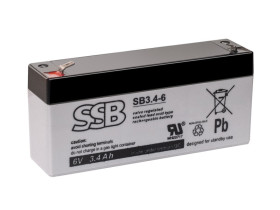 Akumulator AGM 6V 3.4Ah faston 4.8 SSB SB3.4-6