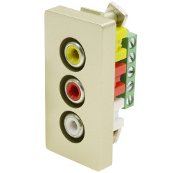 Moduł 1/2 - 3 gniazda RCA Audio&Video - złoty - kompatybilny z ramkami Tawoia Glass