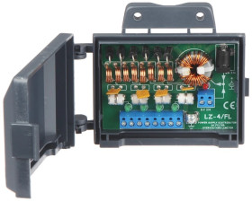 Dystrybutor zasilania (łączówka, rozgałęźnik) 2-we/4-wy max.15VDC 6A bezpiecznik 4x1,5A obudowa na ścianę LZ-4/FL