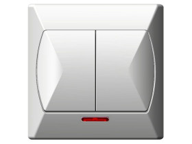 AKCENT Wyłącznik podwójny świecznikowy podświetlany biały ŁP-2AS/00 OSPEL