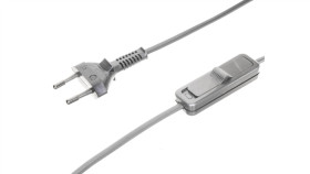 Sznur Przyłączeniowy Z Wyłącznikiem Sp/W-190Cm Srebrny Sp/W-190/2X0,5/-Srb...