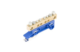 Zacisk ochronny 2x16mm2, 4x4mm2 mosiądz mocowanie na szynę TS35 niebieski ZO-2106 A14-2036