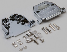 D-Sub connector housing, size: 2 (DA), straight 180°, cable Ø 10 mm, plastic, metallized, silver, 10120069