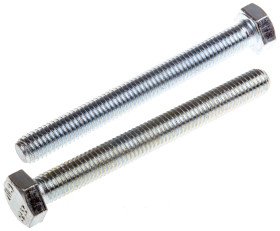 Śruba z łbem sześciokątnym gwint M8 75mm skok 1.25mm Stalowe Sześciokątny Powlekane jasnym cynkiem RS PRO