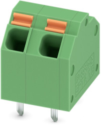 PCB terminal, 2 pole, pitch 5.08 mm, AWG 24-16, 9 A, spring-clamp connection, green, 1751163