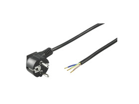 Kabel ze stykiem ochronnym, zgięty, do konfekcjonowania 2 m, Czarny