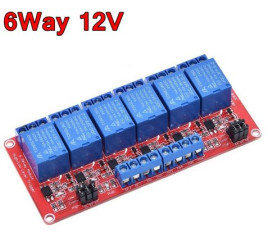 MODUŁ 6 PRZEKAŹNIKÓW 12V Z SEPARACJĄ OPTYCZNĄ ZE ZŁĄCZAMI ŚRUBOWYMI (MOD-19612)
