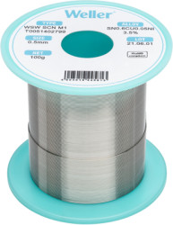 Solder, lead-free, Sn0.6Cu0.05Ni3.5, Ø 0.5 mm, 100 g, WSW SCN M1 0,5MM 100G