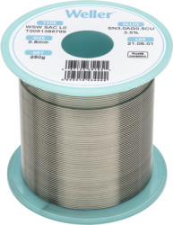 Solder, lead-free, SAC (Sn3.0Ag0.5Cu3.5%), Ø 0.8 mm, 250 g, WSW SAC L0 0,8MM 250G