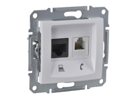 SEDNA Gniazdo telefoniczno-komputerowe RJ11 RJ45 kat.6 białe SDN5200121 SCHNEIDER ELECTRIC